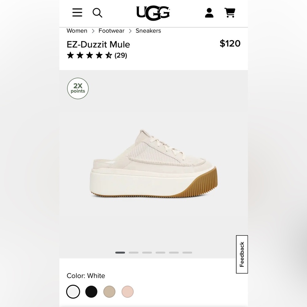 UGG EZ Duzzit Mule white size 7.5 worn 1 time. In perfect condition.